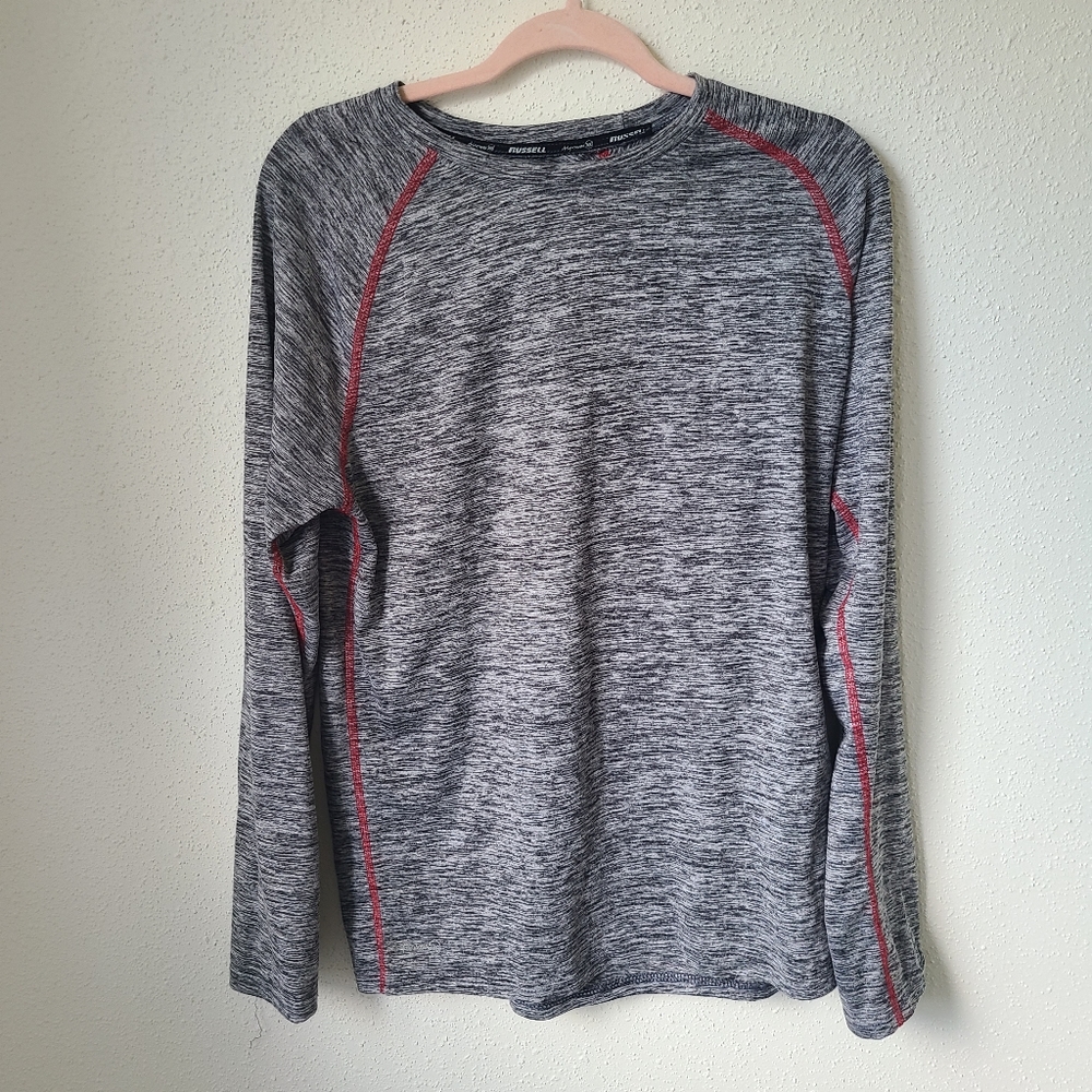 russell dri power 360 shirt gray long sleeve